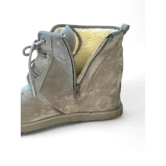 Dunes Karma Gray Faux Suede Faux Fur Booties Hidden Wedge Women's 11 - Picture 9 of 9